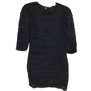 Zanita IRO Silk Black Dress s/2us 3/4 Sleeves Ruffle Details